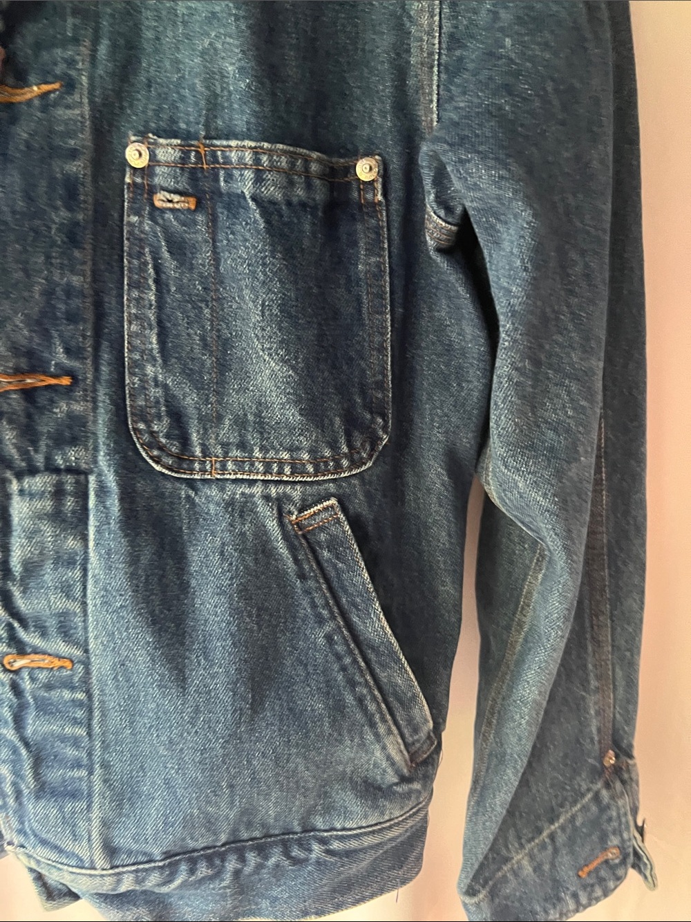 Polo by Ralph Lauren Blue Denim Jacket with Tan Corduroy Collar - Picture 4 of 5
